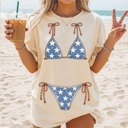 Red White Blue Swimsuit, USA Summer Beach Shirt, 4th of July Apparel