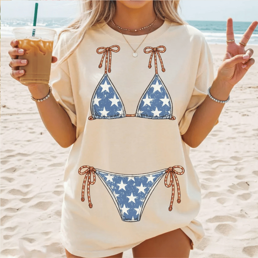 Red White Blue Swimsuit, USA Summer Beach Shirt, 4th of July Apparel