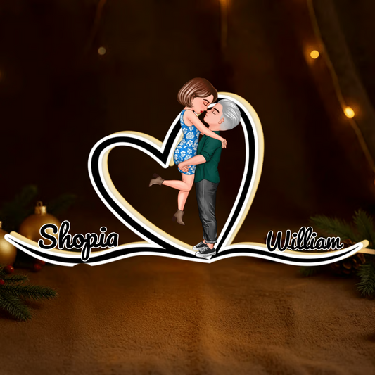 Couple Hugging Kissing Eternal Love - Personalized Light Box - Gift for Him, Gift for Her