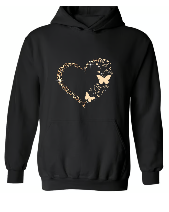 Personalized Grandma Butterfly Sweatshirt, Custom Nickname With Grandkids Butterfly Heart Leopard