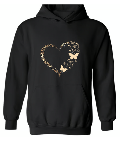 Personalized Grandma Butterfly Sweatshirt, Custom Nickname With Grandkids Butterfly Heart Leopard