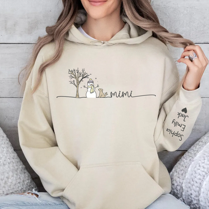 Mimi Christmas Snowman And Grandkids Hoodie