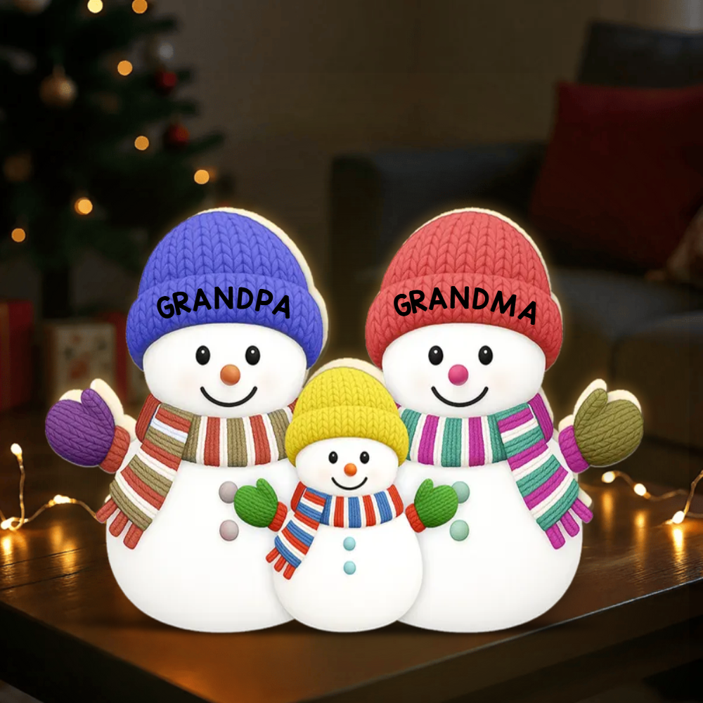 3D Effect Heartwarming Christmas Snowman Light Box – Personalized Gift for Grandma, Grandpa & Grandkids, A Cozy Holiday Keepsake Light Box