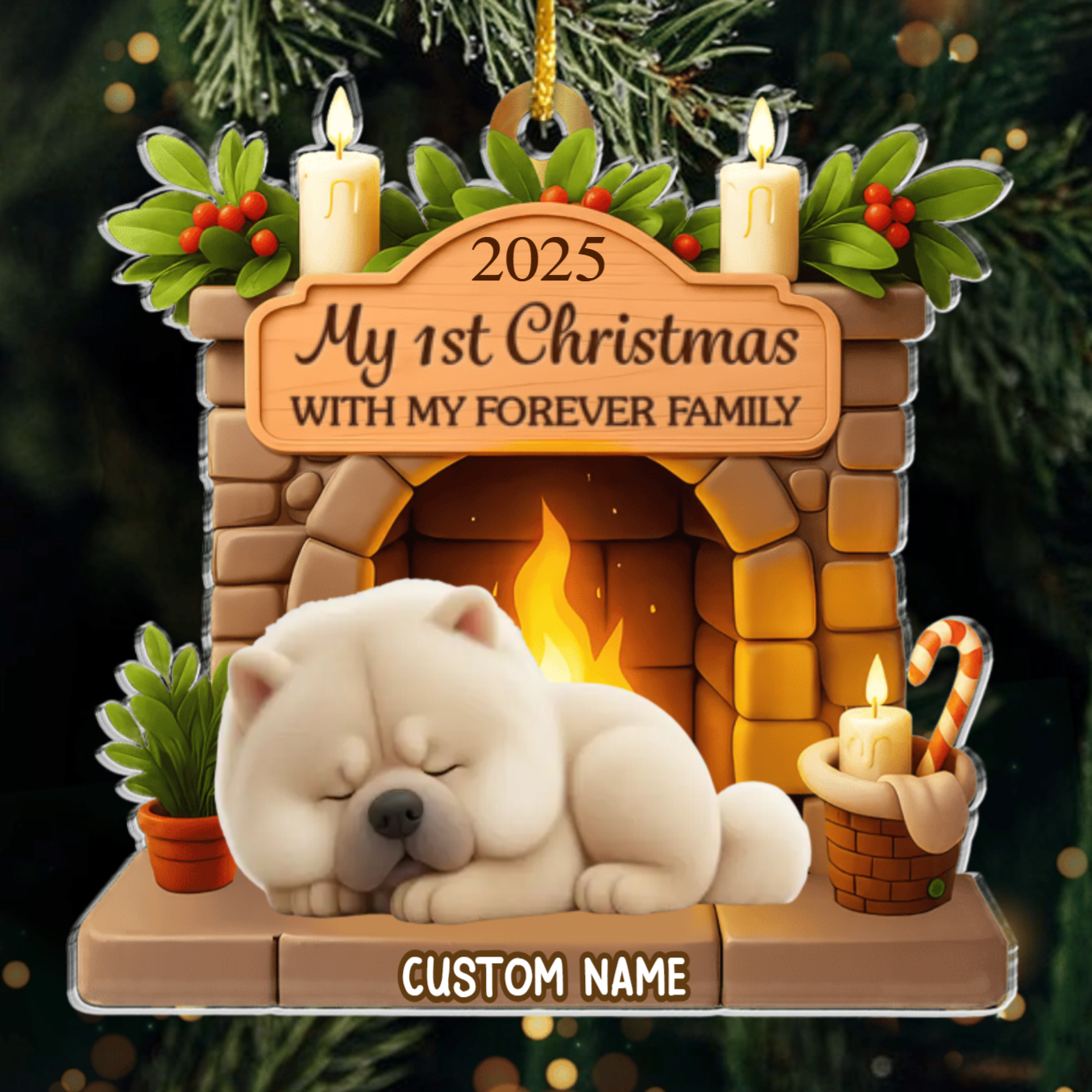 Custom Chow Chow Dog Spaniel Acrylic Ornament, Custom Pet Design, Unique Christmas Gift for Dog Moms, Dads & Animal Lovers Ornament