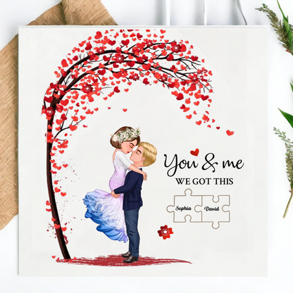 You & Me We Got This Wedding Napkin – Custom Puzzle Names & Romantic Tree Design Napkinds