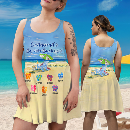 Grandma's Beach Buddies Summer And Grandkids Sleeveless Dress Sleeveless Dress