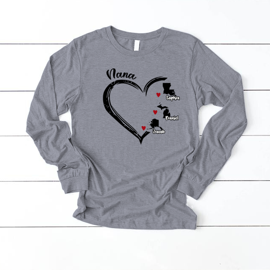 United States Map Nana And Kids Custom Name CTH01