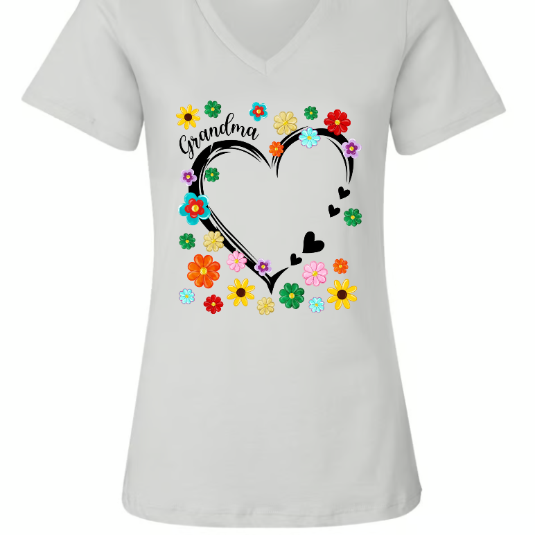 Grandma Heart Flower Color With Grandkids, Mother's Day Gift TH