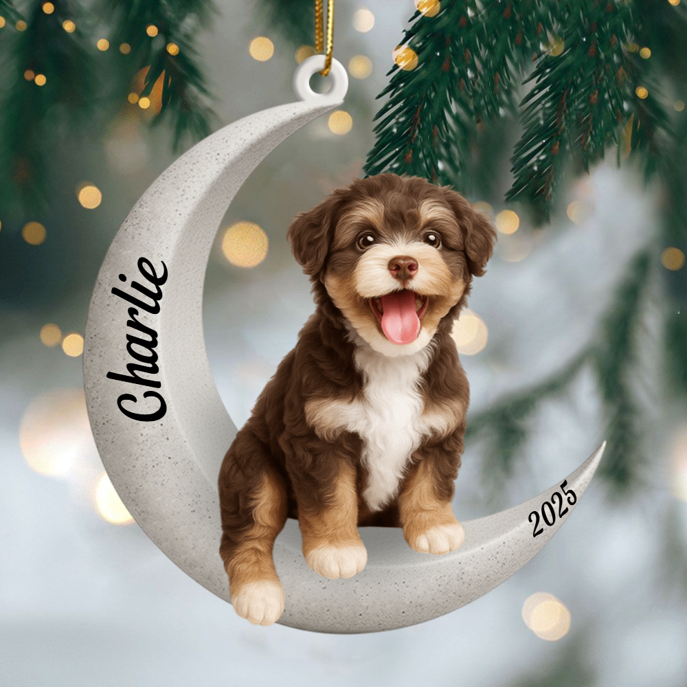 Custom Havanese On The Moon Ornament 2025, Custom Double-Sided Acrylic Decoration, Unique Christmas Gift For Dog Lovers Ornament