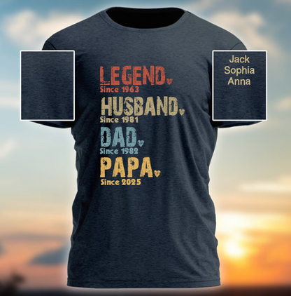 Personalized Papa Legend Since With Grandkids Father's Day T-Shirt