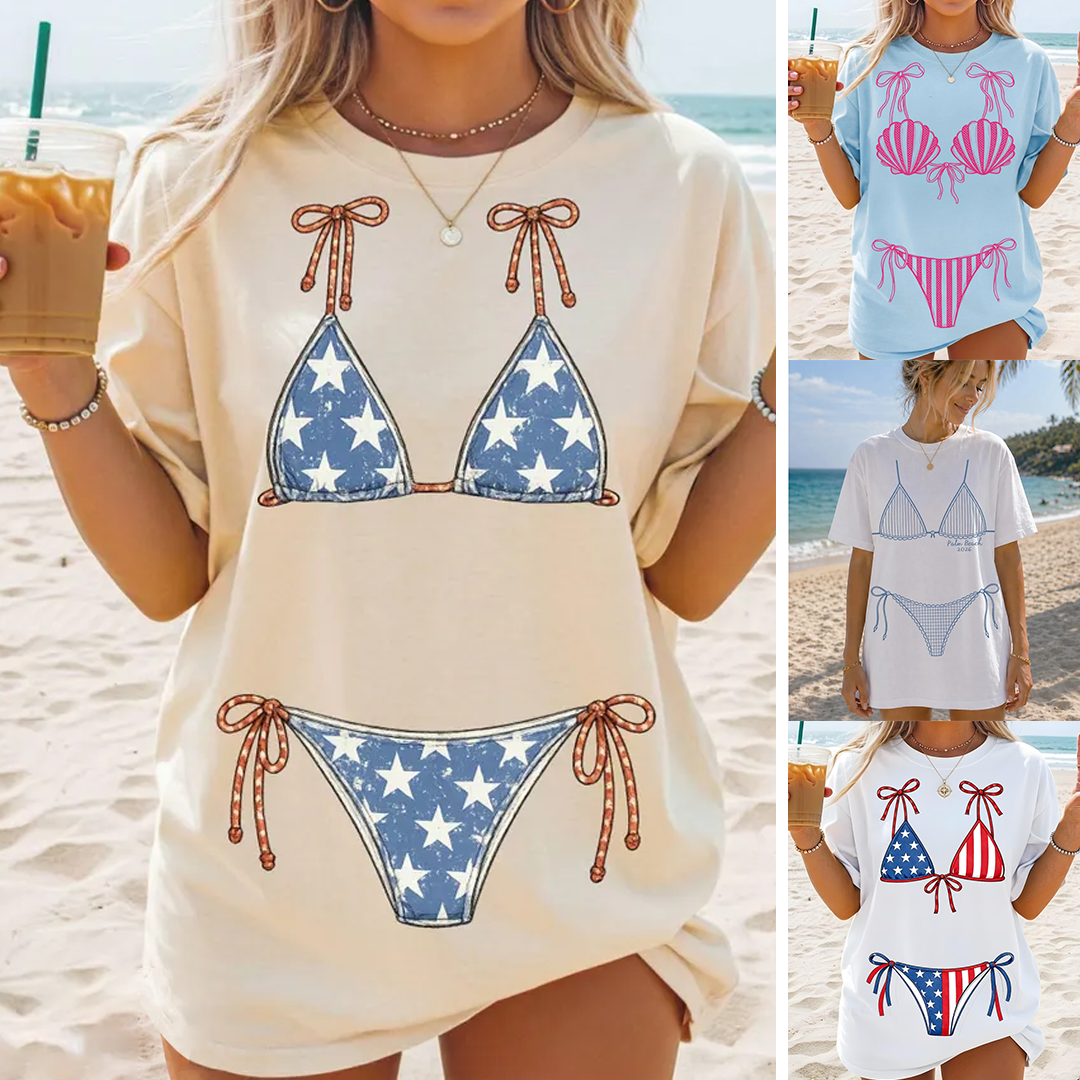 Red White Blue Swimsuit, USA Summer Beach Shirt, 4th of July Apparel