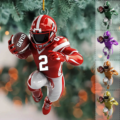 Custom Football Ornament – Personalized Player Design with Name, Number & Team Colors, Perfect Christmas Gift 2025 Ornament