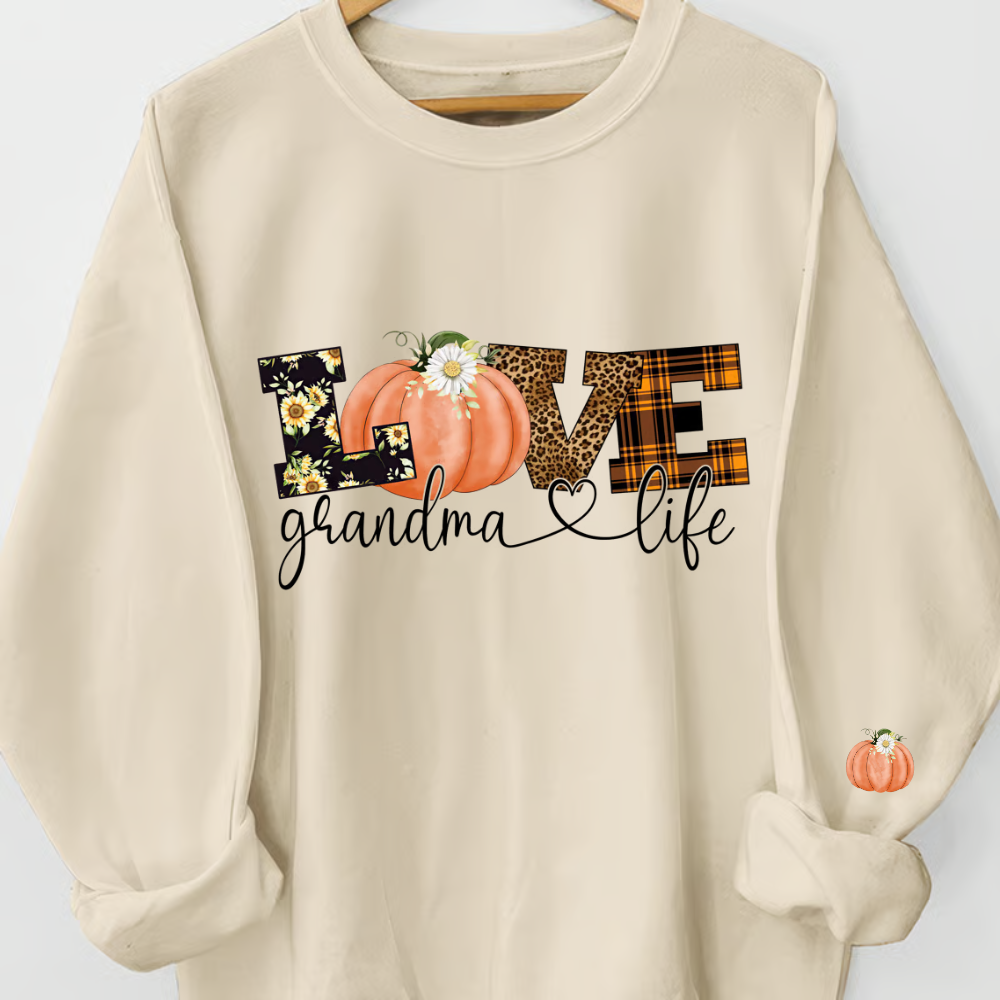 Personalized Love Grandma Life Fall Season Pumpkin Sweatshirt Sweatshirt