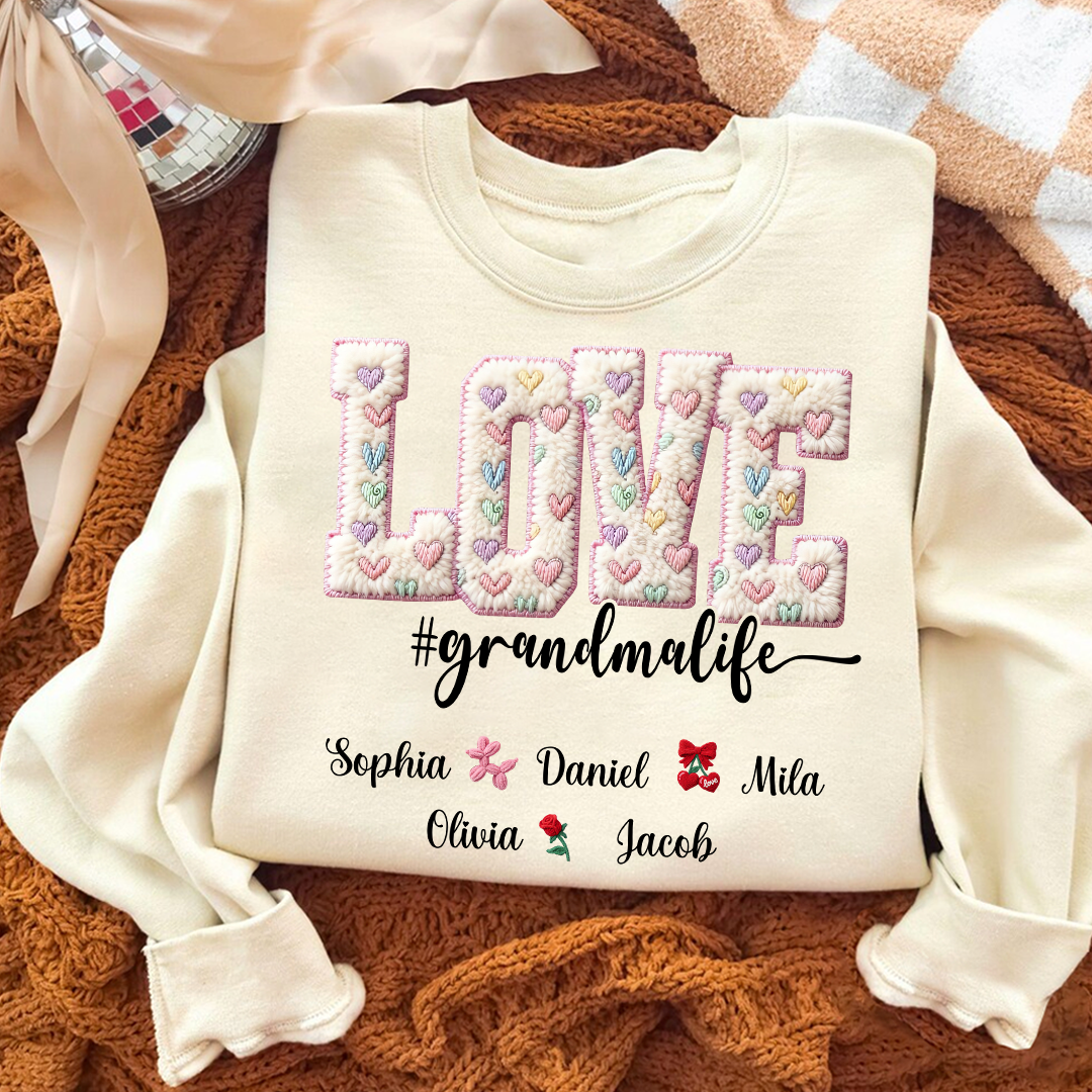 Valentine Faux Yarn Love Grandma Life and Grandkids