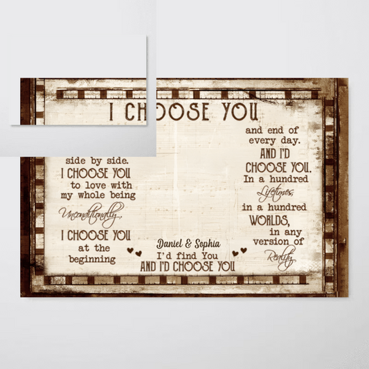 Personalized I Choose You Couple Wall Art With Photo And Names, Romantic Love Quote Home Decor Poster