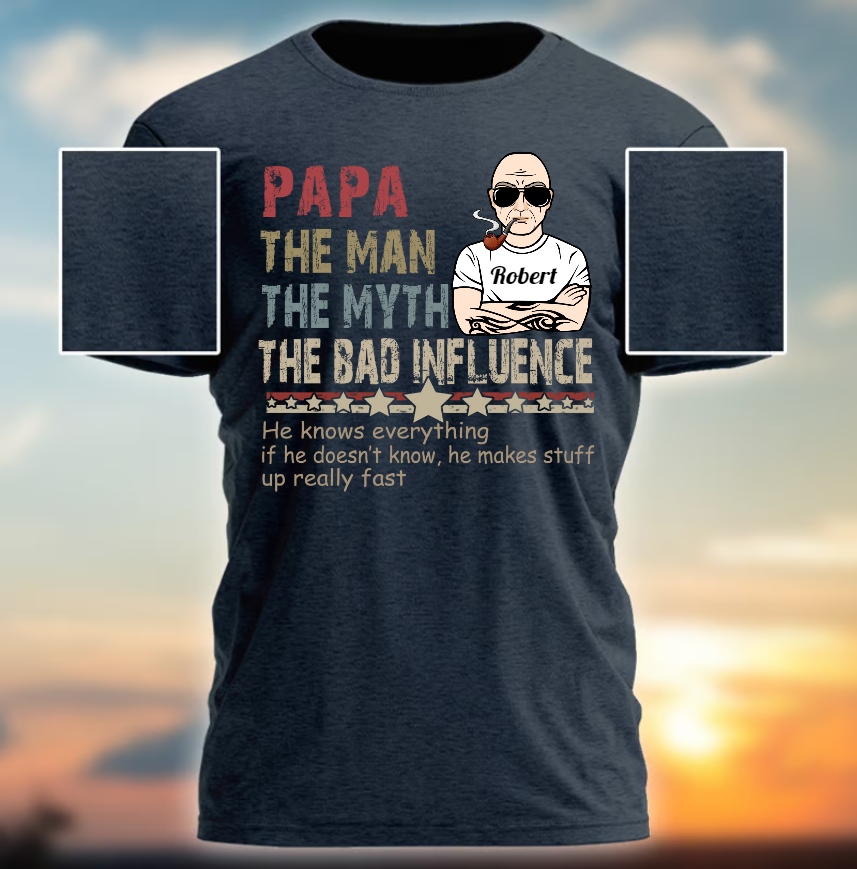 Custom Papa With Grandkids Funny T-Shirt
