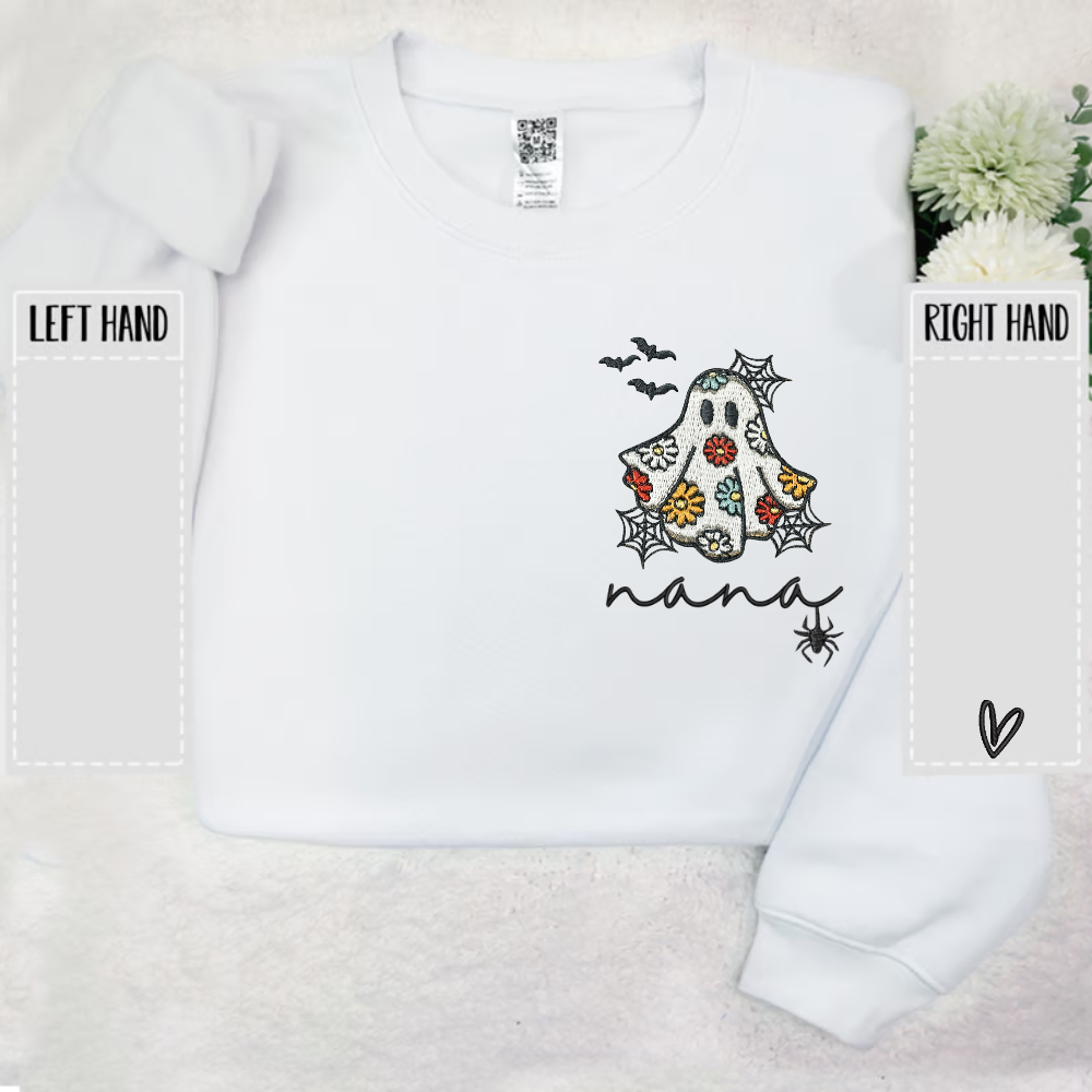 Nana Daisy Ghost And Kids Embroidered Sweatshirt Sweatshirt