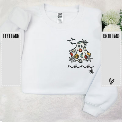 Nana Daisy Ghost And Kids Embroidered Sweatshirt Sweatshirt
