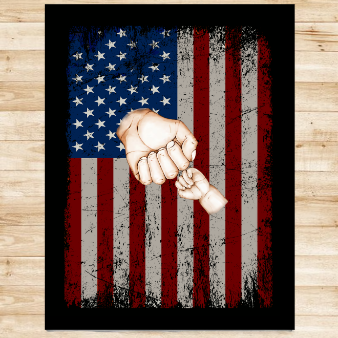 Papa Hand Flag With Kids Fathers Day Gift GS099 Blanket