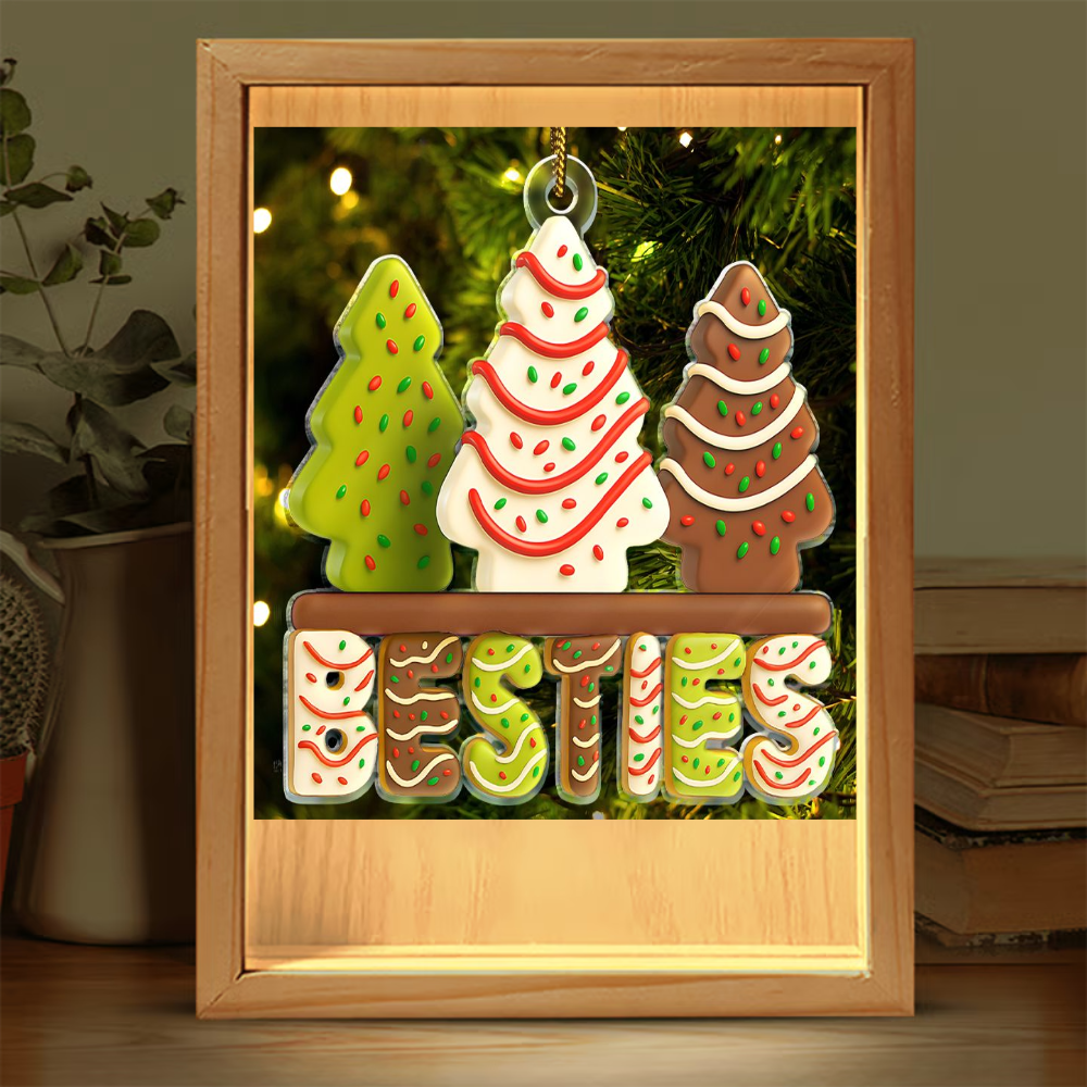 2-Layered Wooden Ornament Frame Light Box