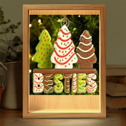 2-Layered Wooden Ornament Frame Light Box