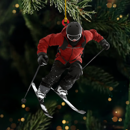 Personalized Skiing Ornament 2025 – Custom Name Skier Ornament, Perfect Christmas Gift for Ski Lovers & Winter Sports Fans Ornament