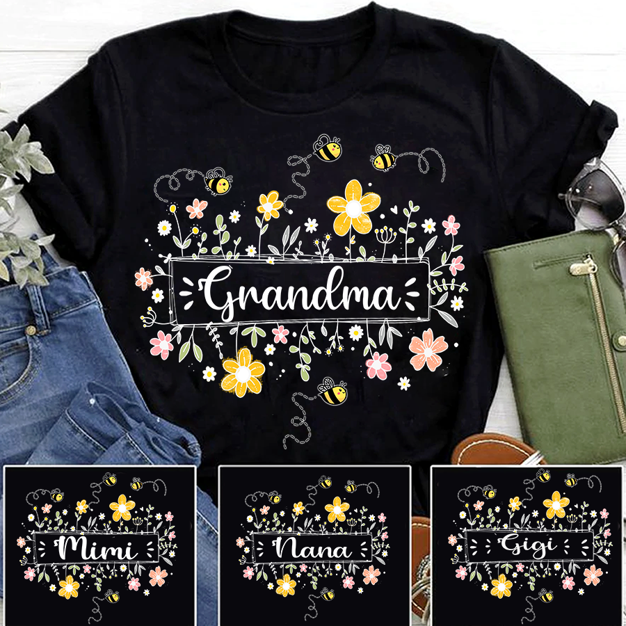 Personalized Grandma Flower Bee And Grandkids Custom Names Mother's Day