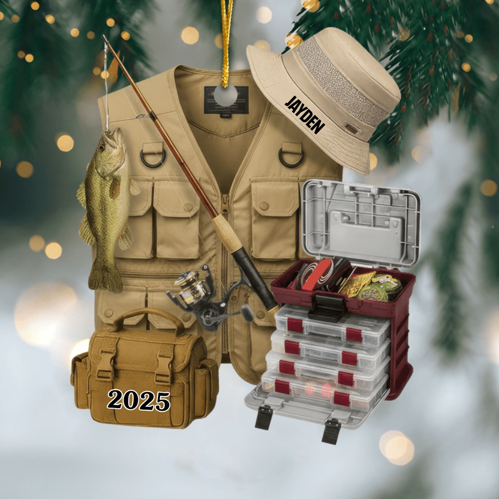 Custom Fisherman Ornament – Personalized Acrylic Design, Perfect Christmas or Birthday Gift for Fishing Enthusiasts Ornament