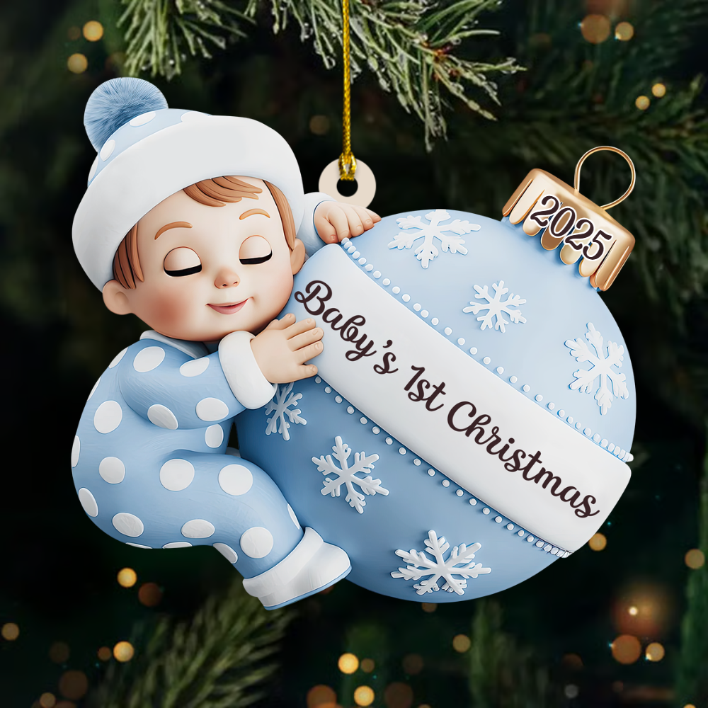 Custom Acrylic Ornament, Personalized Christmas Baby Shower, First Christmas Magic Begins