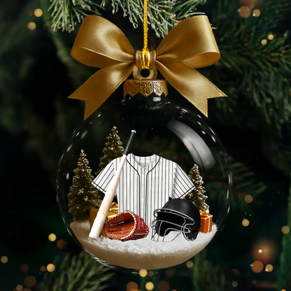 Custom Baseball Christmas Ornament – Personalized Name & Team Jersey Snow Globe Ornament 2025 Ornament