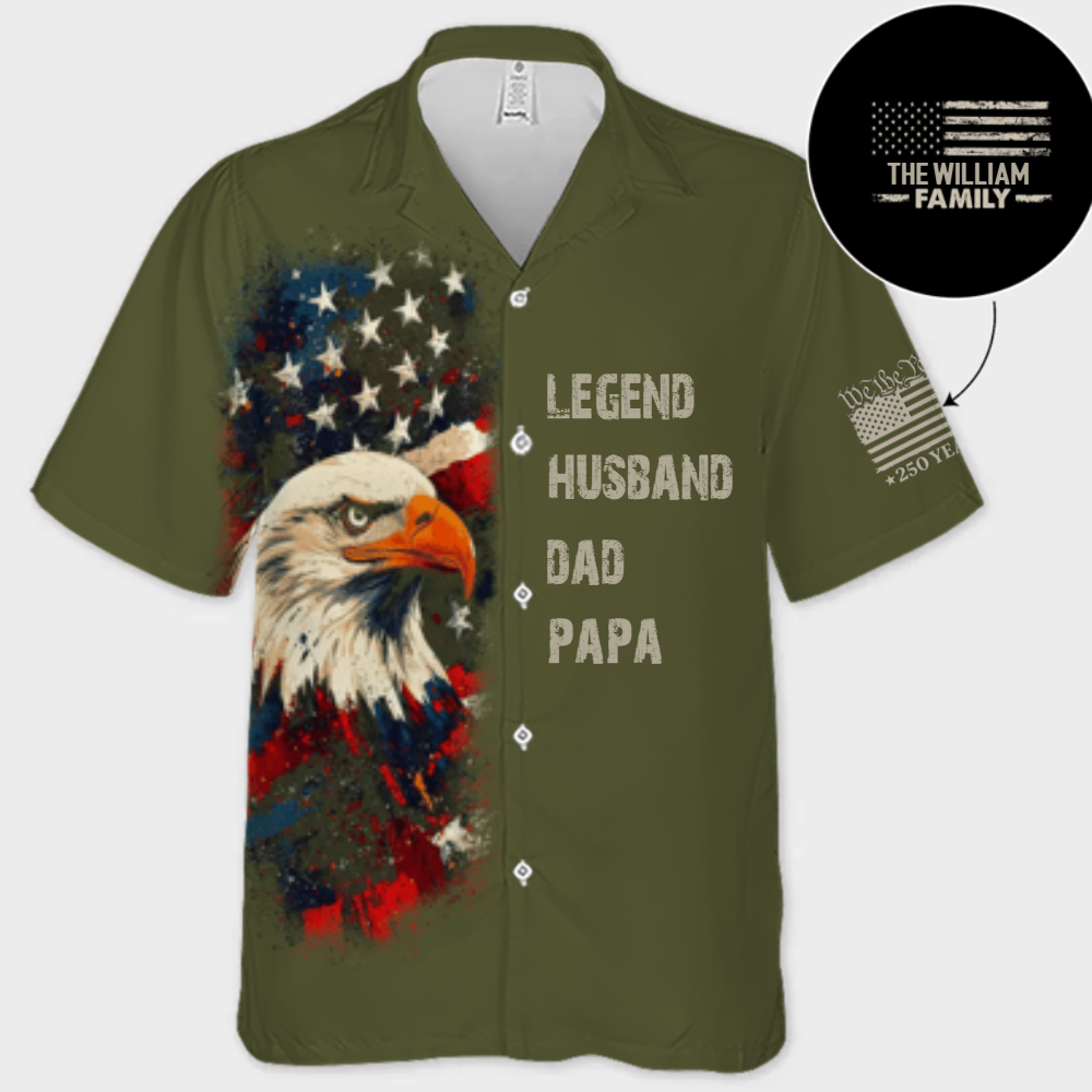 Custom Unisex Tropical Hawaiian Aloha Shirt - Personalized America 250th Anniversary Father's Day Gifts For Dad, Grandpa - Strong Fathers Strong Families Hawaiian
