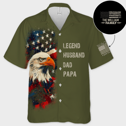 Custom Unisex Tropical Hawaiian Aloha Shirt - Personalized America 250th Anniversary Father's Day Gifts For Dad, Grandpa - Strong Fathers Strong Families Hawaiian