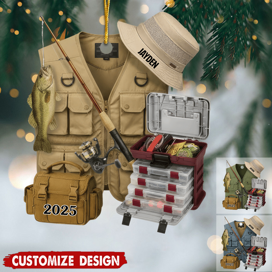 Custom Fisherman Ornament – Personalized Acrylic Design, Perfect Christmas or Birthday Gift for Fishing Enthusiasts Ornament