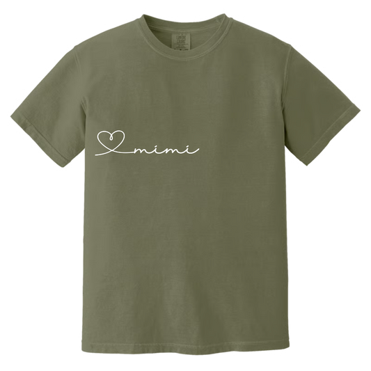 Comfort Colors Grandma Script Line Shirt, Minimalist Heart Grandma Graphic Tee, Cute Stick Figure Grandkids Design Women Family Love Casual Gift Top Comfort Colors
