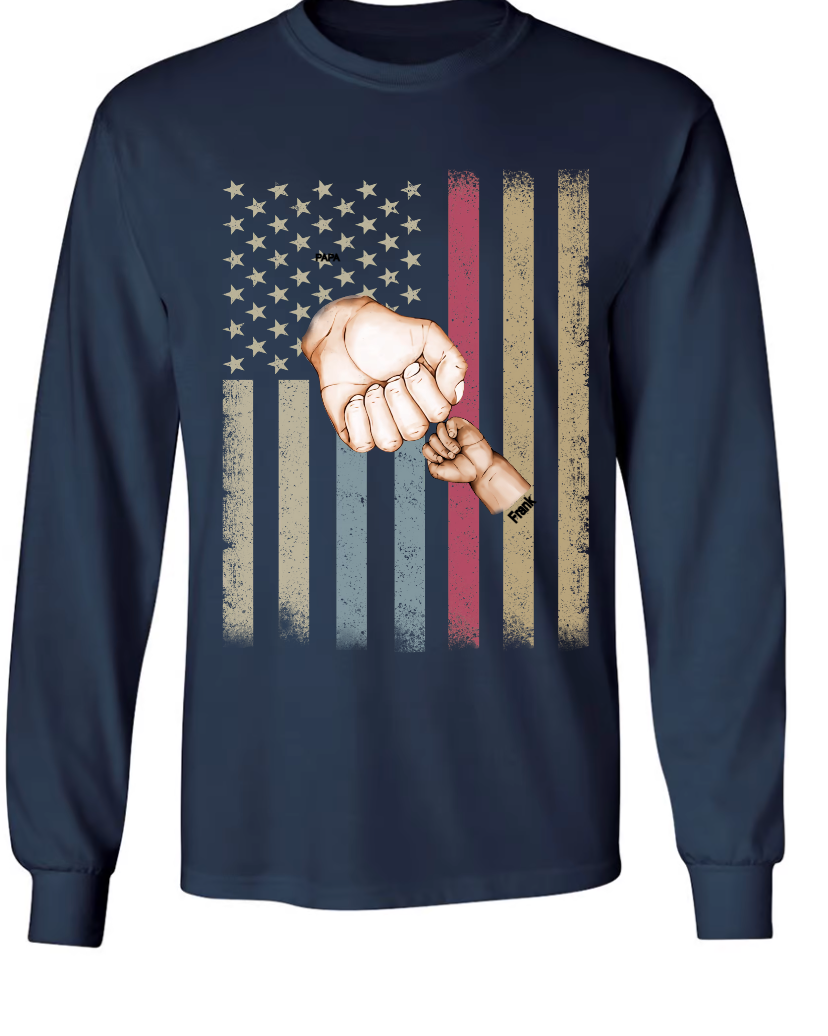 Papa Hands American Flag Longsleeve