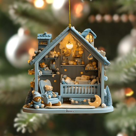 Personalized Baby Nursery Ornament – Custom Name Newborn Room Christmas Tree Decoration 2025 Ornament