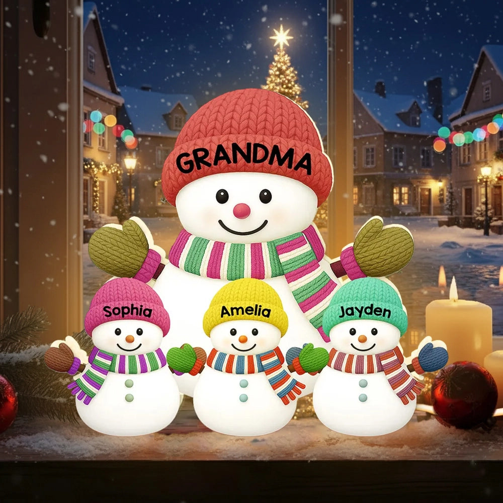 Cozy Snowman Family Acrylic Light Box – Festive Glow Décor, Heartfelt Gift for Grandma Light Box