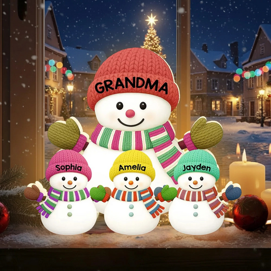 Cozy Snowman Family Acrylic Light Box – Festive Glow Décor, Heartfelt Gift for Grandma Light Box