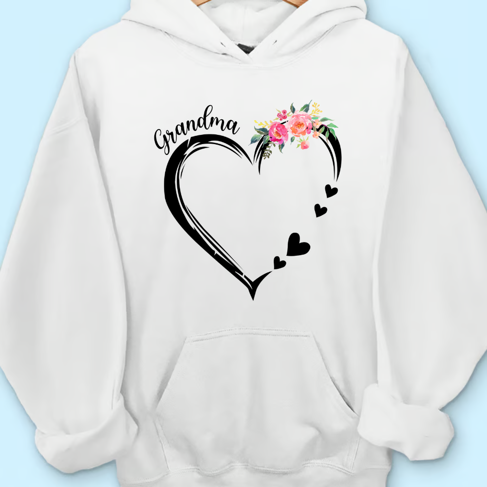 Custom Grandma Flower Shirt, Grandma Heart Shirt, Nana Shirt With Grandkids Name, Gift For Grandma, Mother's Day Shirt