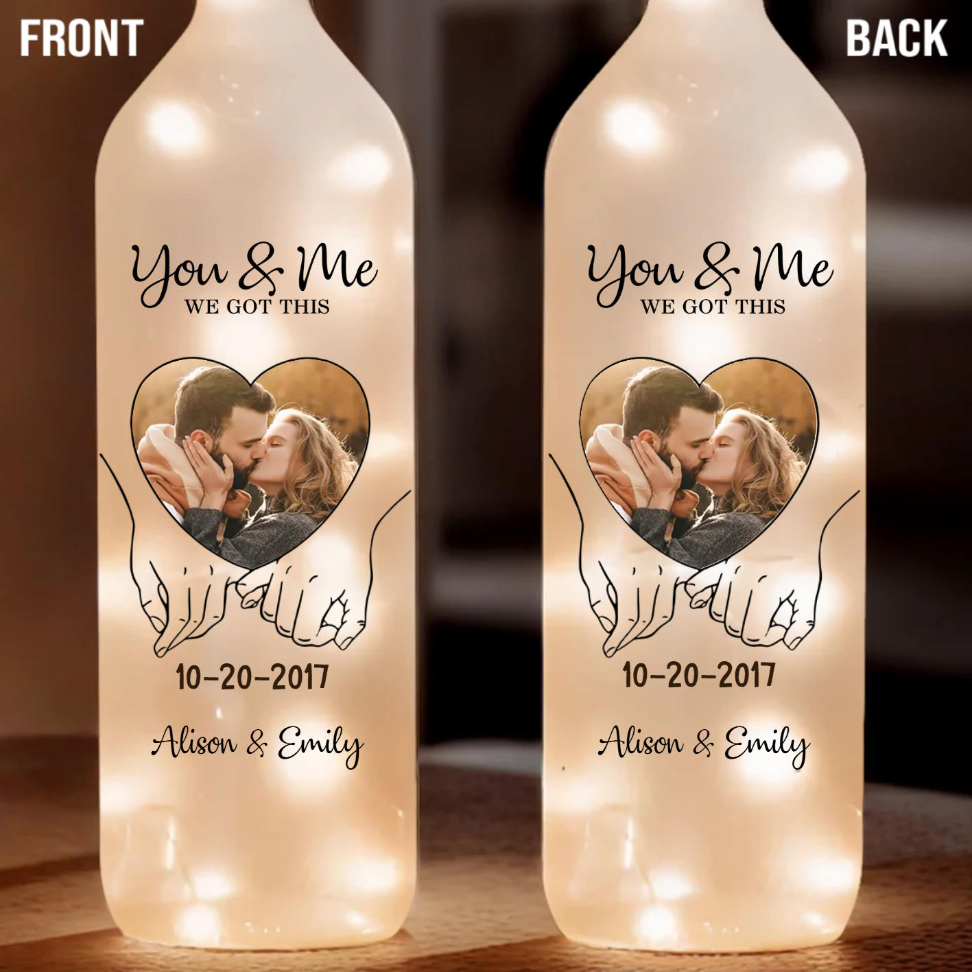 Custom Photo Forever Is Just The Beginning With You Personalized Couple Bottle Lamp, Romantic Light for Husband and Wife, Anniversary Keepsake Copy Bottle Lamp
