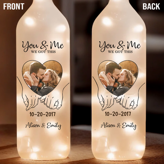 Custom Photo Forever Is Just The Beginning With You Personalized Couple Bottle Lamp, Romantic Light for Husband and Wife, Anniversary Keepsake Copy Bottle Lamp