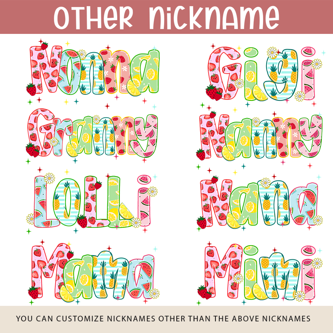 Comfort Colors® T-shirt Colorful Summer Mimi Nana Grandma and Grandkids Custom Name Preppy Beach