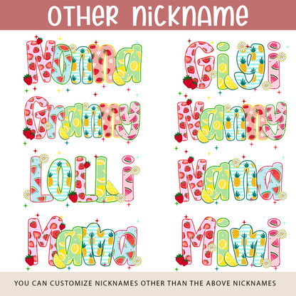 Comfort Colors® T-shirt Colorful Summer Mimi Nana Grandma and Grandkids Custom Name Preppy Beach