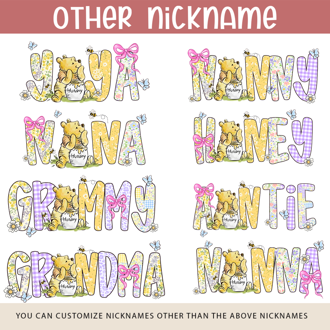 Mimi Bear Personalized Mimi and Grandkids Spring Flower Mother's Day Gift T-shirt