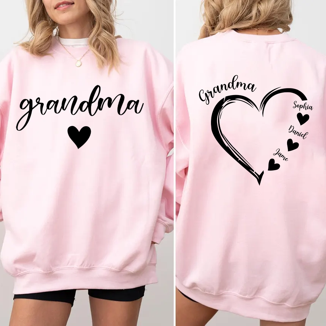 Grandma And Grandkids Heart Personalize Sweatshirt Mix