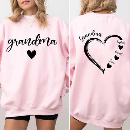 Grandma And Grandkids Heart Personalize Sweatshirt Mix