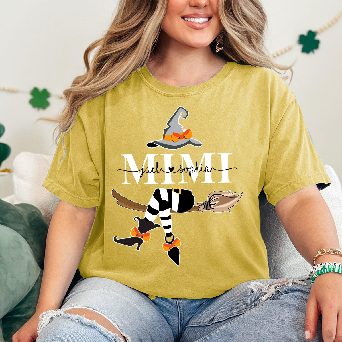 Comfort Colors® Custom Mimi Witch And Grandkids Halloween T-Shirt