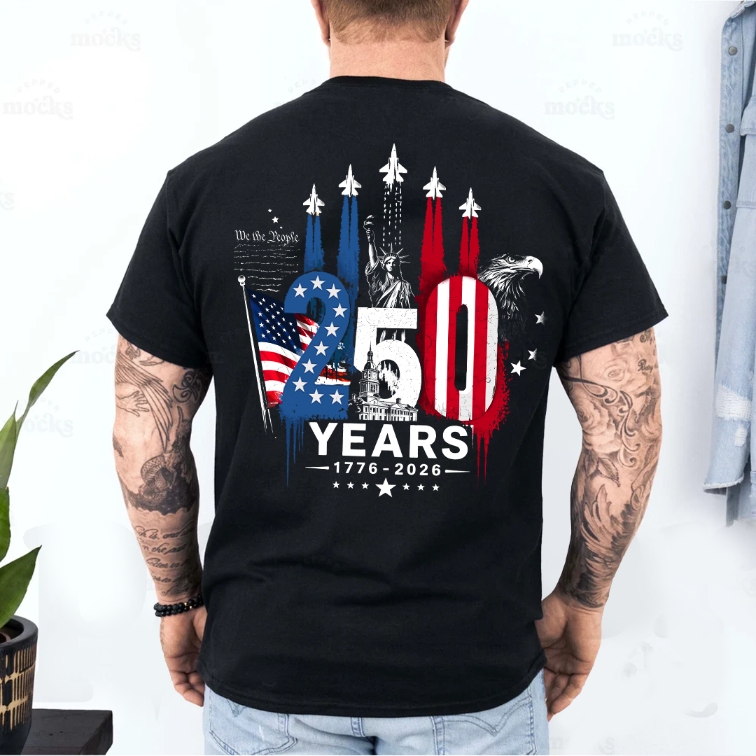 Personalized Papa and Grandkids with American Flag Eagle, American Flag, USA 250th Anniversary