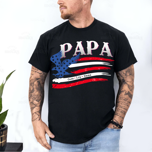 Personalized Papa and Grandkids with American Flag Eagle, American Flag, USA 250th Anniversary