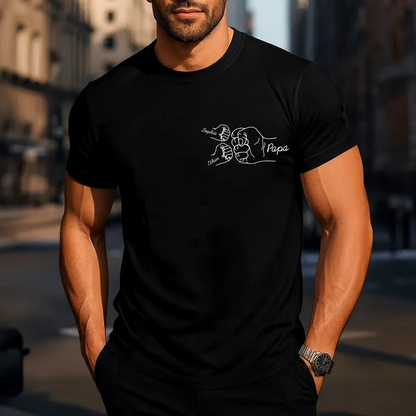 Comfort Colors® Personalized Papa Fist Bump Shirt Custom Kids Names, Grandpa Family Hand Line Art T Shirt for Papa Dad Grandfather, Matching Family Fathers Day Birthday Gift from Kids Grandchildren